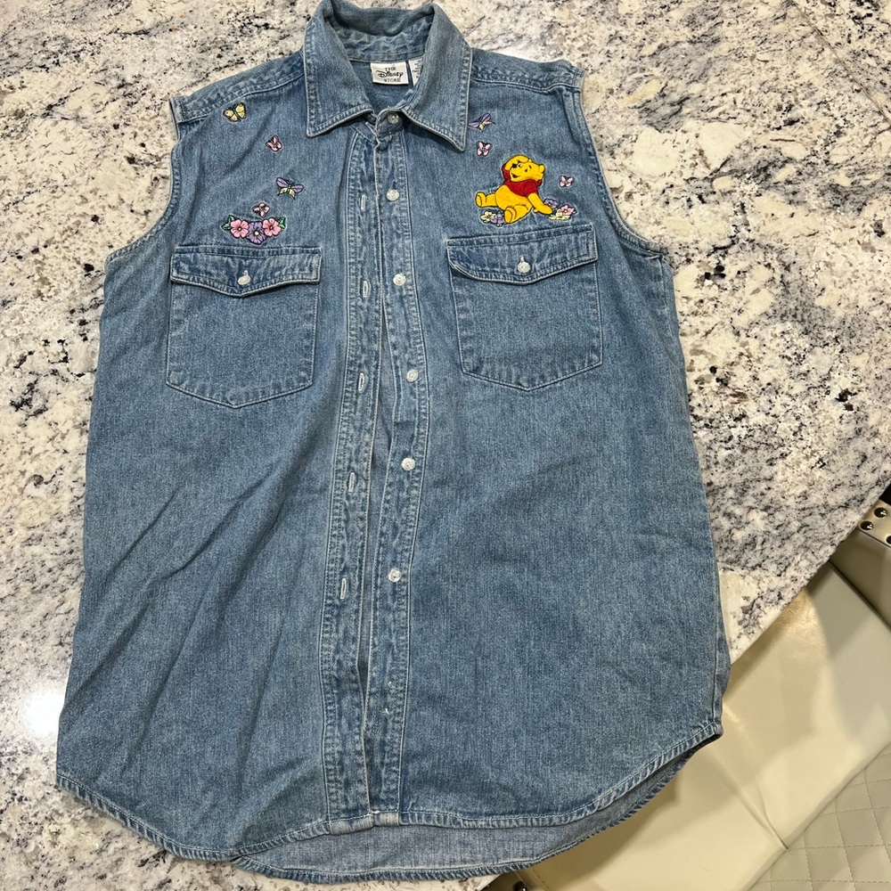 Vintage Disney button down denim top size large